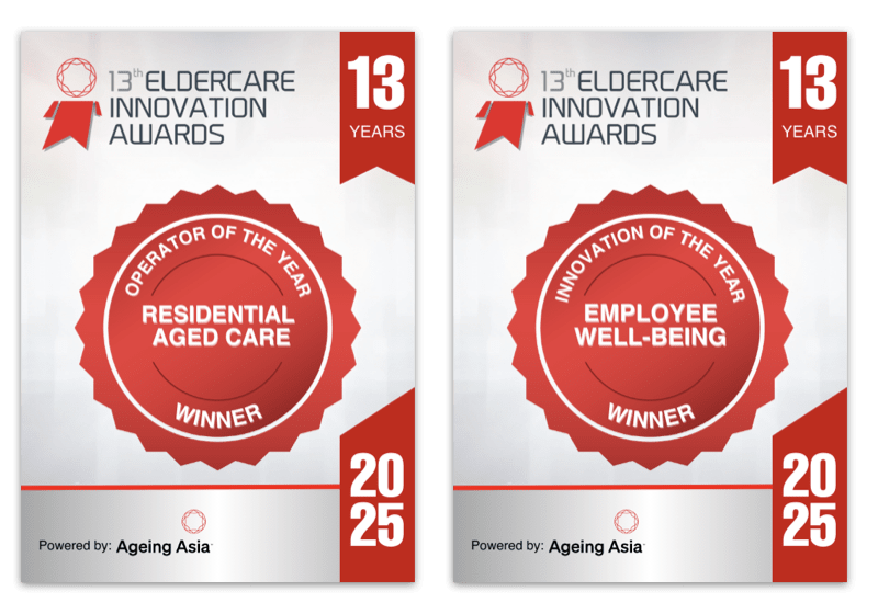 Ageing Asia Eldercare Innovation Award badges won by St Andrew's Village