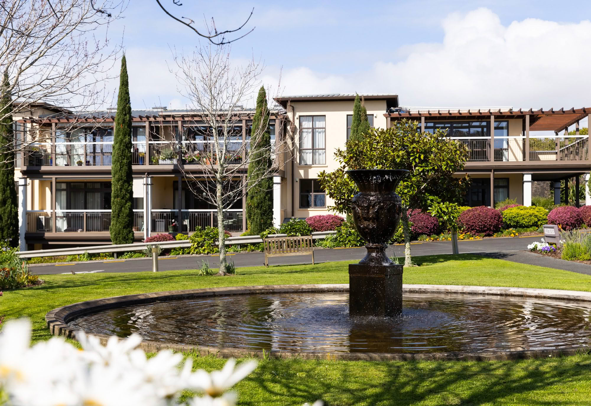 Villa lounge with large windows at St Andrew's Village
